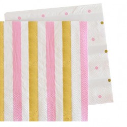 Gold & Pink Stripe/Spots Napkins